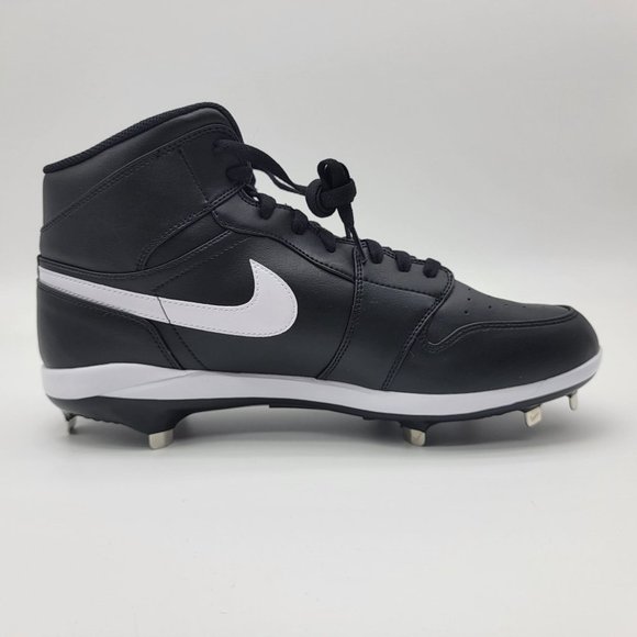 NEW Nike Air Jordan 1 High Retro Metal Baseball Cleats Black White Shoes main image 5